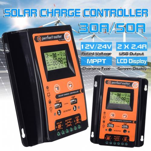 Controler Panou solar Regulator de baterie 12V 24V 30A 50A MPPT Controler de incarcare solara Baterie dubla USB LCD Display Equipment