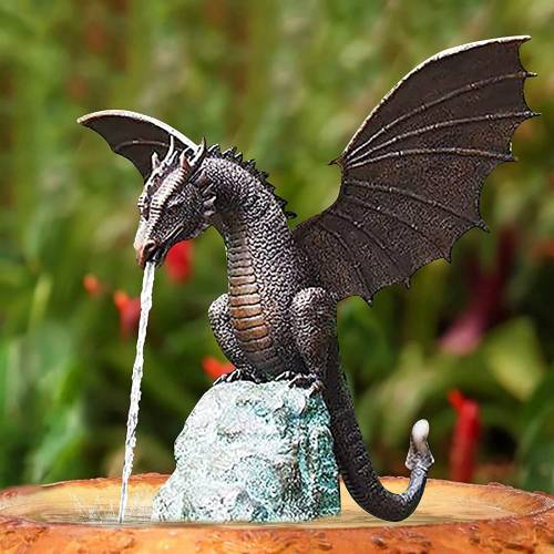 Statuia Dragonului Gradina Fantana Dragonului Spray de apa Dinosaur Ornament Sculptura cu apa din rasina pentru decorarea gradinii acasa Creativ