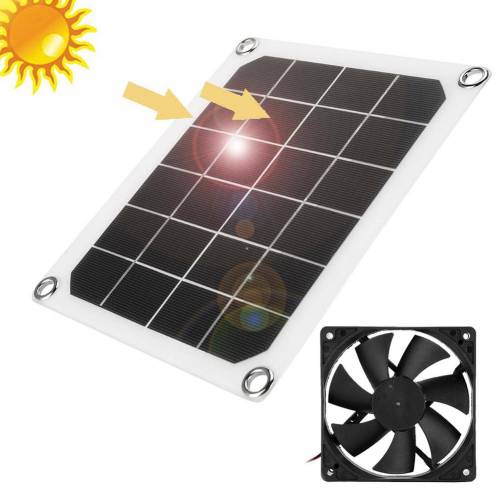 Ventilator de evacuare cu panou solar IP65 Ventilator de evacuare portabil impermeabil pentru casa de pui pentru caine Sera RV 10W Ventilator in aer...