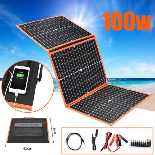 100W 12V pliabil panou solar Kit portabil baterie solara incarcator telefon fotovoltaic 5V USB pentru Power Bank masina barca tableta camper