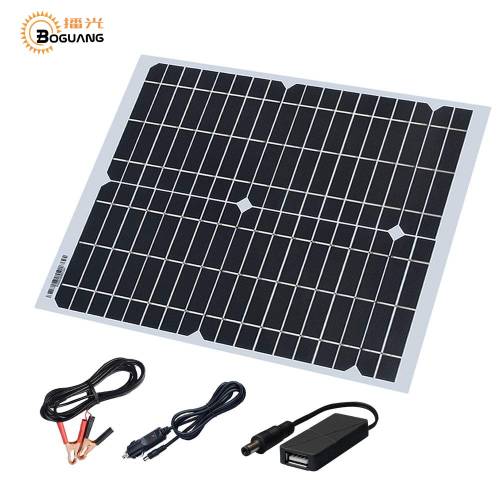 20W 18V Panou solar Kit cablu 5V USB bricheta Alligator Clip incarcare pentru telefon baterie auto si alte dispozitive electronice