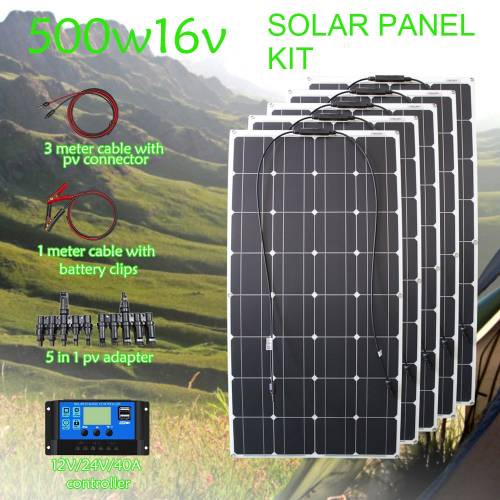 500w panou solar de kit complet 100w 12v baterie flexibila fotovoltaica portabil 300w set controler generator de energie incarcator