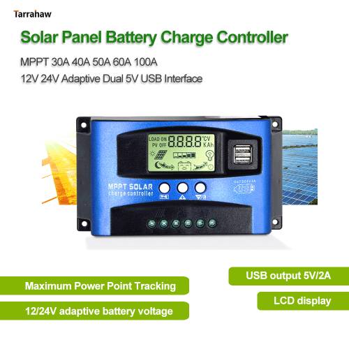 Controler cu panou solar MPPT Regulator de incarcare si descarcare a bateriei 2USB 12V/24V30A-100A Sistem fotovoltaic de control al iluminatului...