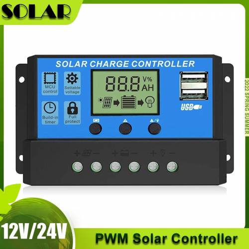 Controler solar 100A PWM 12V/24V Afisaj LCD reglabil 10A-100A Regulator de incarcare a bateriei pentru accesorii sistemului de panouri solare