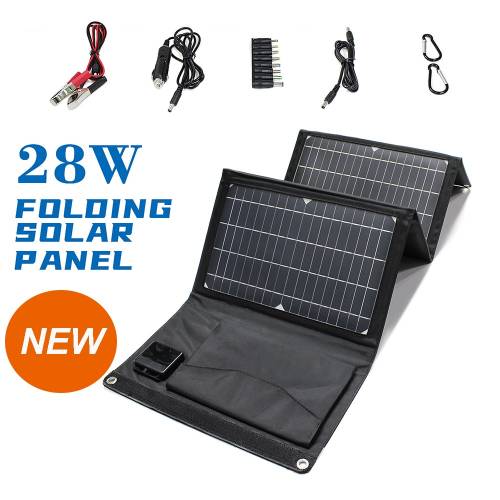 Incarcator portabil de panou solar 28W 21W 14W actualizat dublu USB 5V 18V DC panou solar pliabil de camping pentru incarcare telefonica