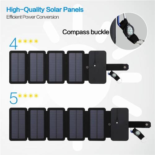 Incarcator portabil de panou solar Pliabil 10W incarcator solar 5V 2A Iesire USB Panouri solare pliabile pentru telefoane mobile Camping in aer liber