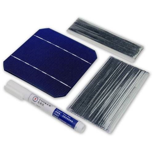 Kit de celule pentru panouri solare DIY 100W 40buc 125MM celula solara monocristalina 5x5 cu sarma cu tabulare 20M Sarma bara 2M si stilou 1buc