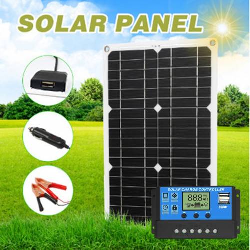 Kit panou solar 200W Set profesional 12V Grid Modul monocristalin 2 Port USB oprit cu display LCD Controler de incarcare solara
