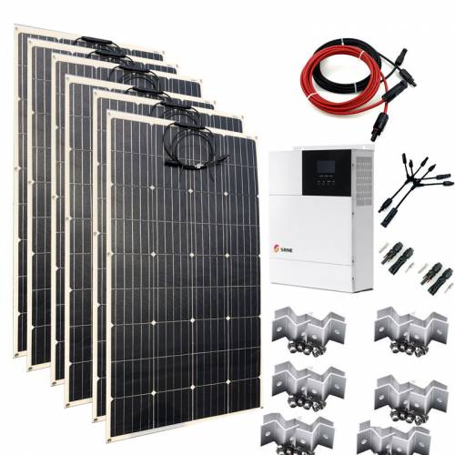 Kit panou solar complet cu suport 30000W 220V110V Etfe placa solara flexibila incarcator baterie solara controler invertor hibrid