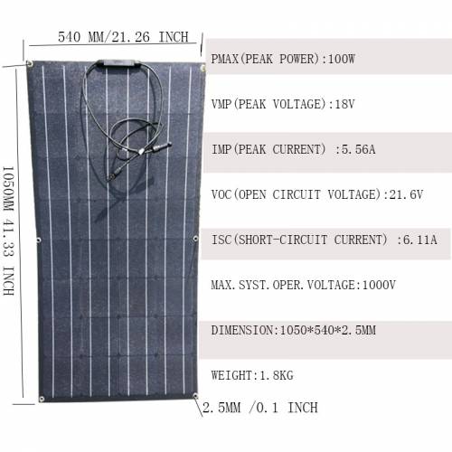 Kit panou solar flexibil Etfe Complet 400W 500W 600W 800W 1000W 12V 24V Controler de incarcare solara 30A 40A Masina Carvan Camping RV