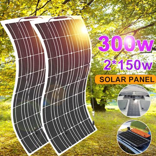 panou solar 12v 300w kit de sistem fotovoltaic flexibil cu celule solare incarcator de baterii complet pentru calatorie cu barca auto camping 1000w