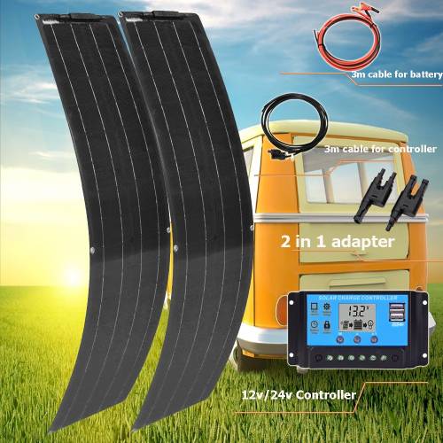 panou solar 12v kit complet 200w 100w 50w monocristalin 12v auto incarcator baterie sistem fotovoltaic pentru camping RV Van Boat