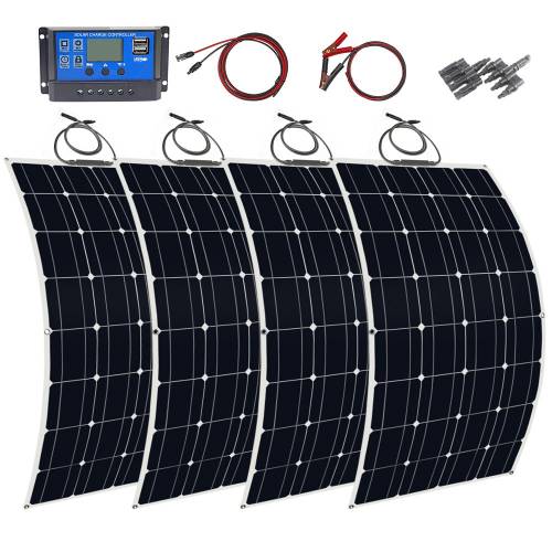 Panou solar 400W 300W 200W 100W 12V Kit incarcator solar flexibil complet pentru baterie Masina / Barca / Frigider / Acasa / Camping