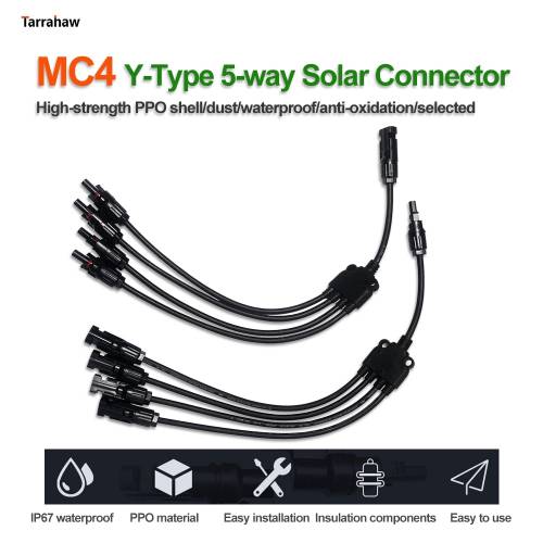 Panou solar multifunctional Conector fotovoltaic paralel Adaptor MC4 4 ramuri Mufa cu 5 cai 2 - 5/4/6mm Accesorii pentru cabluri pentru modulul...