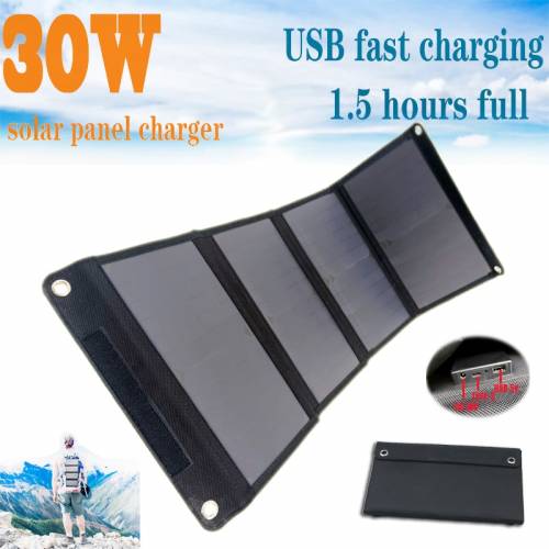 Panouri solare 30W pliabil portabil pliabil impermeabil dublu 5V / 21A USB DC 18V 12V incarcator panou solar pentru telefon baterie auto RV