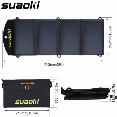 Suaoki Portable 25W Pliabil - pliabil - rezistent la apa - incarcator cu panou solar - banca de alimentare mobila pentru baterie de telefon - port...