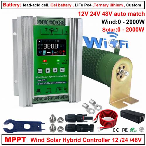 12V 24V 48V 4000W MPPT Hybrid Wind Solar Charge Booster Controller Regulator cu WIFI pentru 2000W Turbine eoliene 2000W Panou PV