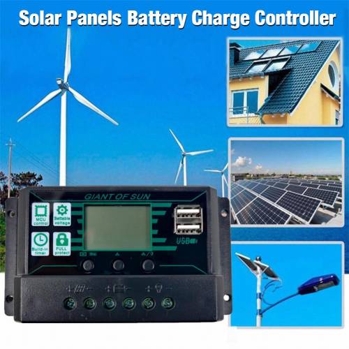 12V / 24V MPPT / PWM 2-in-1 controler de incarcare solara Panou solar Regulator inteligent pentru baterie cu port USB dual si afisaj LCD