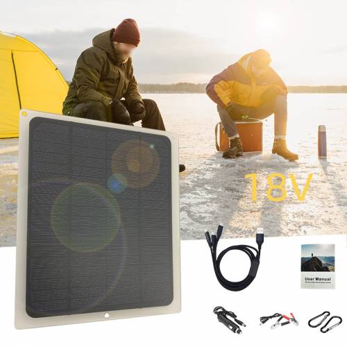 20W 18V Kit portabil de panou solar monocristalin de urgenta Modul fotovoltaic monocristalin complet cu cablu de incarcare 3In1