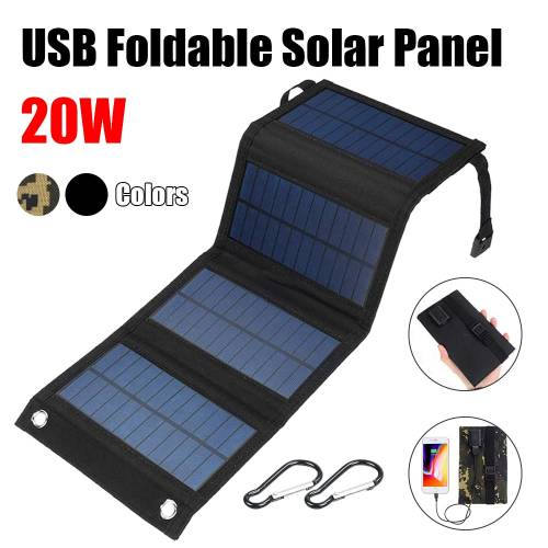 20W panou solar pliabil 5V USB panou de celule solare portabil pliabil impermeabil camping in aer liber drumetii incarcator mobil de baterie