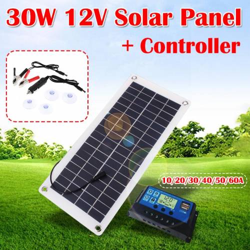 30W 12V celule solare poli panou solar kit DIY baterie incarcare cu control 10/20/30/40/50 / 60A pentru telefon iaht in aer liber