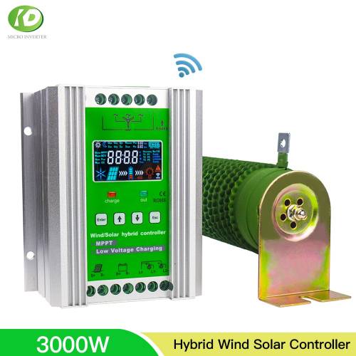 Controler de incarcare hibrid solar 12V 24V 48V 3000W - incarcare MPPT pentru turbina eoliana cu panou solar - pentru baterie cu litiu plumb acid