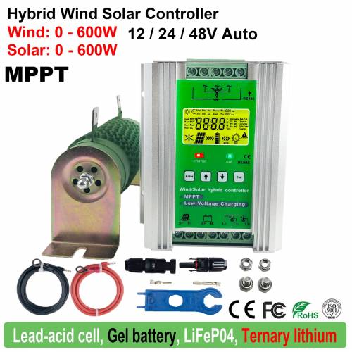 Nou Hybrid 2000W MPPT Solar Wind Power Charge Descharge Descharge Controller Regulator 60A 80A For 1000W Wind Turbine 1000W Solar Panel