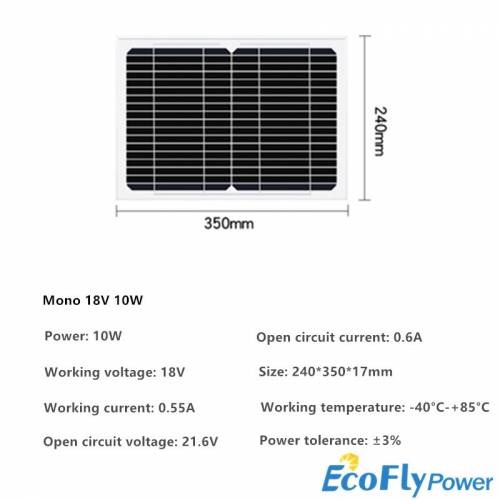 Panou solar mono / poli impermeabil 10W 18V cu incarcator controler Panou solar fotovoltaic 12V Kit China pentru sistemul solar de acasa