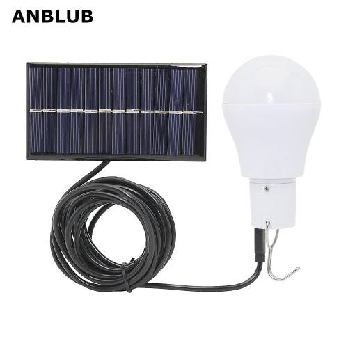 ANBLUB Lampa solara portabila cu LED incarcata cu energie solara Bec de urgenta alimentat cu panou pentru gradina in aer liber - cort de camping -...