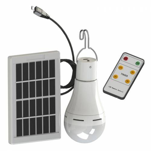 Bec solar LED cu lumina solara cu lampa cu telecomanda - pentru interior - panou impermeabil - pentru urgenta - din plastic - cort - lanterna - in...