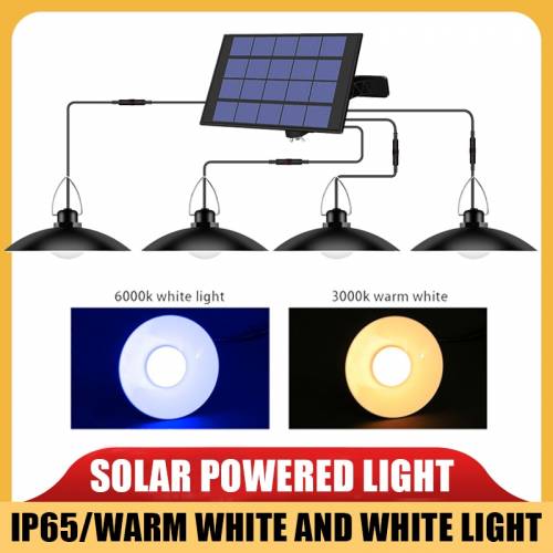 Lampa LED suspendata cu energie solara - cu panou reglabil Senzor de iluminare pornit/oprit automat IP65 Lampa suspendata de exterior rezistenta la...