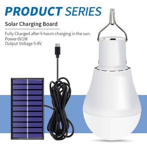 Lampa solara CanLing LED 15W 250LM USB 5V Lumina cu energie solara Bec portabil de pescuit pentru cort de tabara in aer liber cu panou solar Livrare...