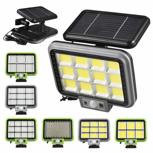 Lumina cu senzor de miscare solara in aer liber - cu 3 moduri de lucru - lampa cu fir - panou solar reglabil - lumini de inundatii de securitate...