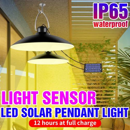 Lumina solara LED impermeabila cu cap dublu - lumina de camping - lampa de urgenta 15W 20W - cu panou solar suspendat pentru curtea gradinii