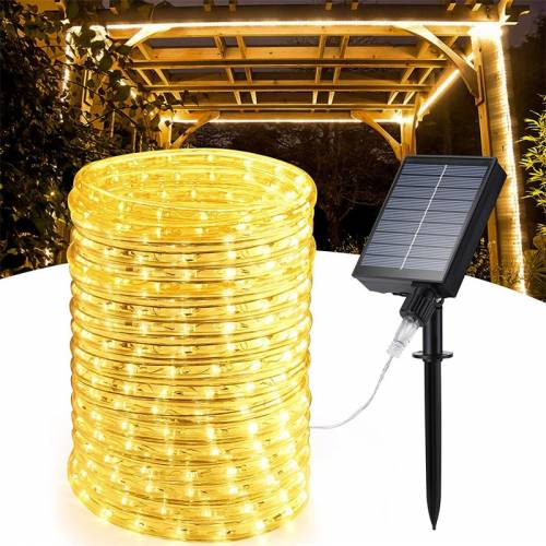 Lumini LED cu franghie - 50/100 LED - cu energie solara - cu tuburi de franghie - Ghirlanda de gradina impermeabila in aer liber - pentru decorarea...
