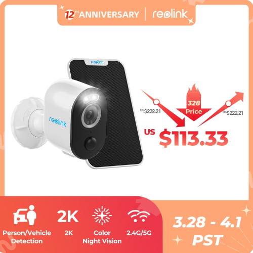 Camera WiFi Reolink 4MP 24G/5Ghz - alimentata cu baterie - detectie umana/masina - reflector color - vedere nocturna - Argus 3 Pro cu panou solar