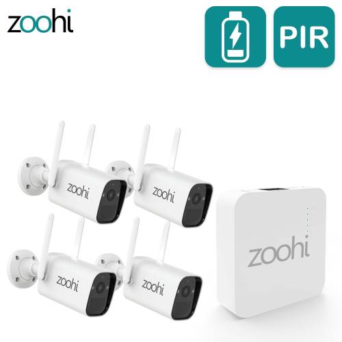 Camera wireless Zoohi cu baterie cu panou solar Mini sistem NVR PIR Detectie inteligenta Supraveghere Kit camera de securitate fara fir