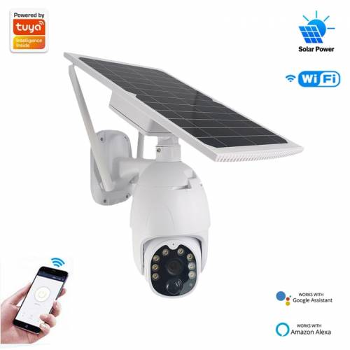 Camere de supraveghere Wifi cu panou solar 1080p HD cu vedere pe timp de noapte Detectie de miscare PIR pentru protectia securitatii casei in aer...