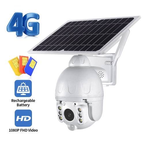 Cartela SIM 4G Camera solara 1080P Protectie de securitate Panou solar in aer liber Baterie PTZ Camera CCTV Audio bidirectional Alarma PIR fara fir
