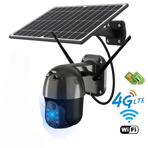 HONTUSEC 4G SIM Card Solar Powered Outdoor Waterproof 3MP 1536P Solar Panel IP PTZ Night Vision Surveillance Video CCTV Camera