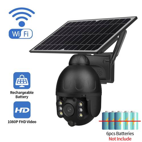 INQMEGA WIFI 2MP HD PTZ Outdoor Solar Power Low IP66 Waterpoor Camera Two-way Audio Voice Intrusion Alarm Panel Solar Camera