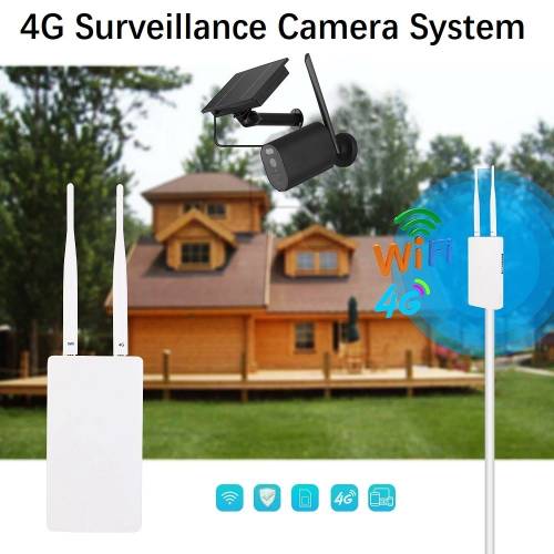 Kit de supraveghere cu panou solar in aer liber fara fir Baterie solara impermeabila Camera CCTV Router cu cartela SIM 4G Sistem inteligent de...