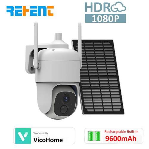 REHENT VicoHome Camera cu panou solar WiFi 1080p Full HD 120deg PIR Audio video 2 cai 9600mAh Baterie reincarcabila PTZ Camera de exterior