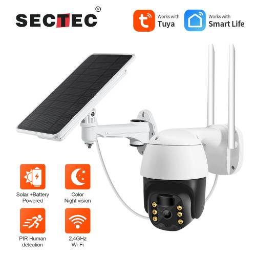 SECTEC PTZ IR Security 8W Panou Solar Camera PIR Umana Detectie Miscare Camera Tuya 1080P HD Wifi Smart Life Camera Solara