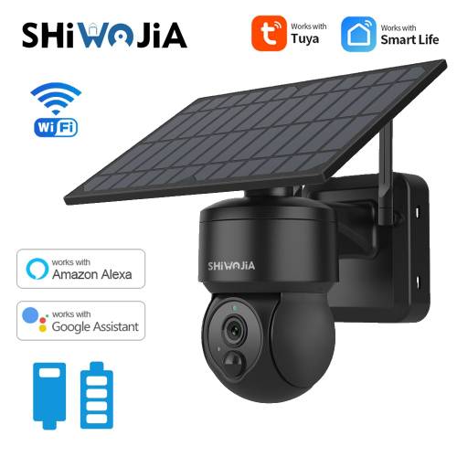 SHIWOJIA Camera 4G Panou Solar 1080P Supraveghere video CCTV Protectie de securitate PTZ Camera de exterior PIR Alarma Miscare Rezistent la apa