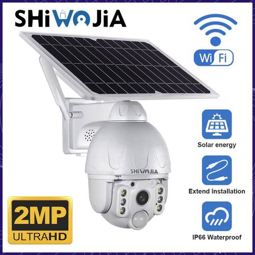 SHIWOJIA Solar 78W Panou Camera Wifi Tuya 1080P HD Camera de securitate in aer liber fara fir Audio bidirectional 360 PTZ Vedio Supraveghere Cctv