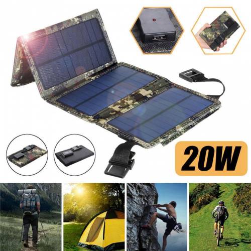Panou solar 20W Echipament de camping Incarcatoare solare portabile Materiale de camping rezistente la apa Dispozitive de supravietuire