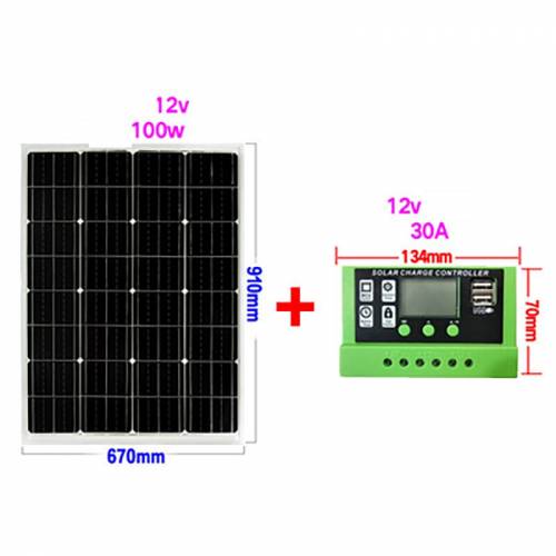 1 buc panou de energie solara 100w panou fotovoltaic de 12v - sistem de sticla de incarcare de iluminat de monitorizare a gospodariei + controler 12v